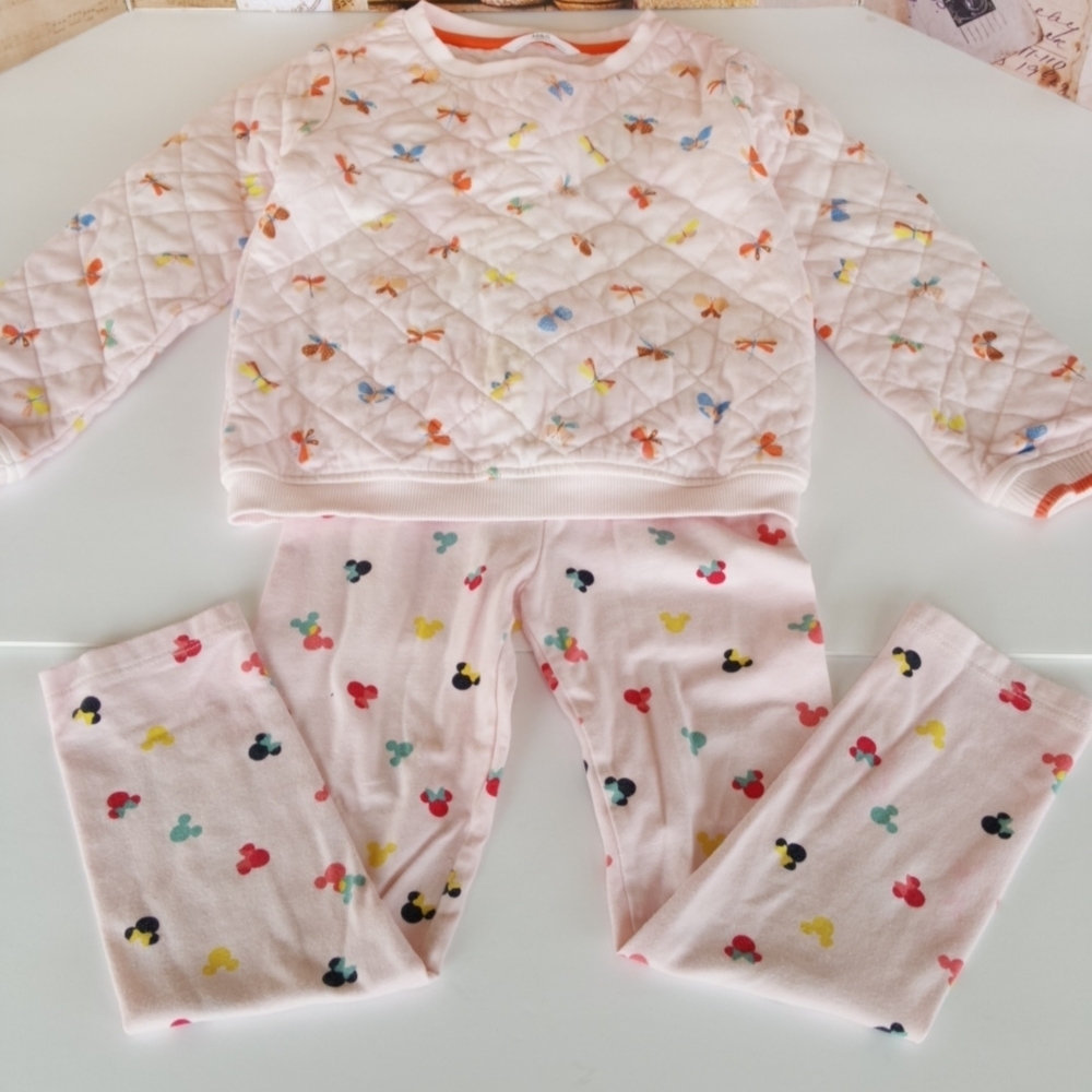 LOT of 2, Girl's Toddler Quilted M&S Top, Disney Minnie Mouse Pants (Age 5 yrs)
